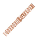 For Garmin Fenix 5X Three-Bead Stainless Steel Metal Watch Band, Size:26MM(Rose Gold)