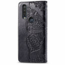 For Motorola One Action Butterfly Love Flower Embossed Horizontal Flip Leather Case with Bracket Lanyard Card Slot Wallet(Black)