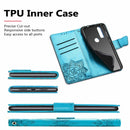 For Motorola One Action Butterfly Love Flower Embossed Horizontal Flip Leather Case with Bracket Lanyard Card Slot Wallet(Blue)