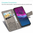 For Motorola One Action Butterfly Love Flower Embossed Horizontal Flip Leather Case with Bracket Lanyard Card Slot Wallet(Blue)