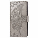 For Motorola One Action Butterfly Love Flower Embossed Horizontal Flip Leather Case with Bracket Lanyard Card Slot Wallet(Gray)
