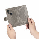 For Motorola One Action Butterfly Love Flower Embossed Horizontal Flip Leather Case with Bracket Lanyard Card Slot Wallet(Gray)