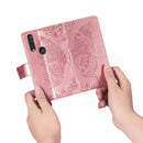 For Motorola One Action Butterfly Love Flower Embossed Horizontal Flip Leather Case with Bracket Lanyard Card Slot Wallet(Rose Gold)