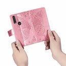 For Motorola One Action Butterfly Love Flower Embossed Horizontal Flip Leather Case with Bracket Lanyard Card Slot Wallet(Pink)