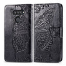 For LG K50S Butterfly Love Flower Embossed Horizontal Flip Leather Case with Bracket / Card Slot / Wallet / Lanyard(Black)