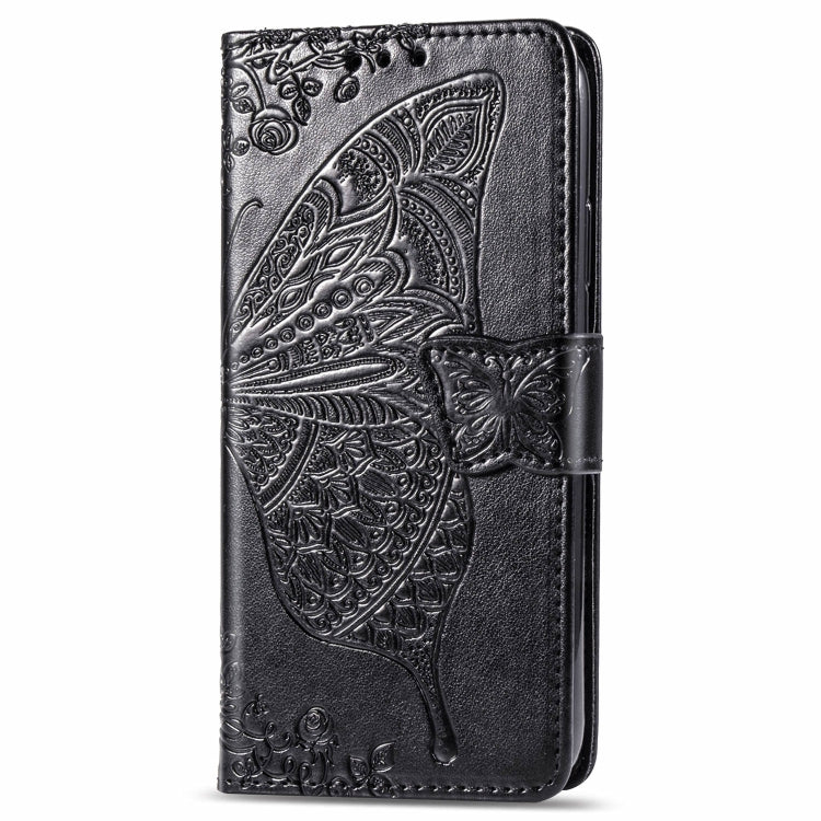 For LG K50S Butterfly Love Flower Embossed Horizontal Flip Leather Case with Bracket / Card Slot / Wallet / Lanyard(Black)