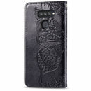 For LG K50S Butterfly Love Flower Embossed Horizontal Flip Leather Case with Bracket / Card Slot / Wallet / Lanyard(Black)