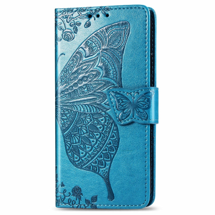 For LG K50S Butterfly Love Flower Embossed Horizontal Flip Leather Case with Bracket / Card Slot / Wallet / Lanyard(Blue)