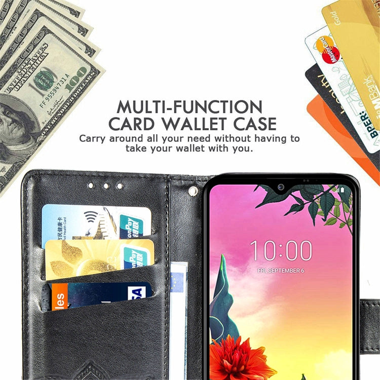 For LG K50S Butterfly Love Flower Embossed Horizontal Flip Leather Case with Bracket / Card Slot / Wallet / Lanyard(Blue)