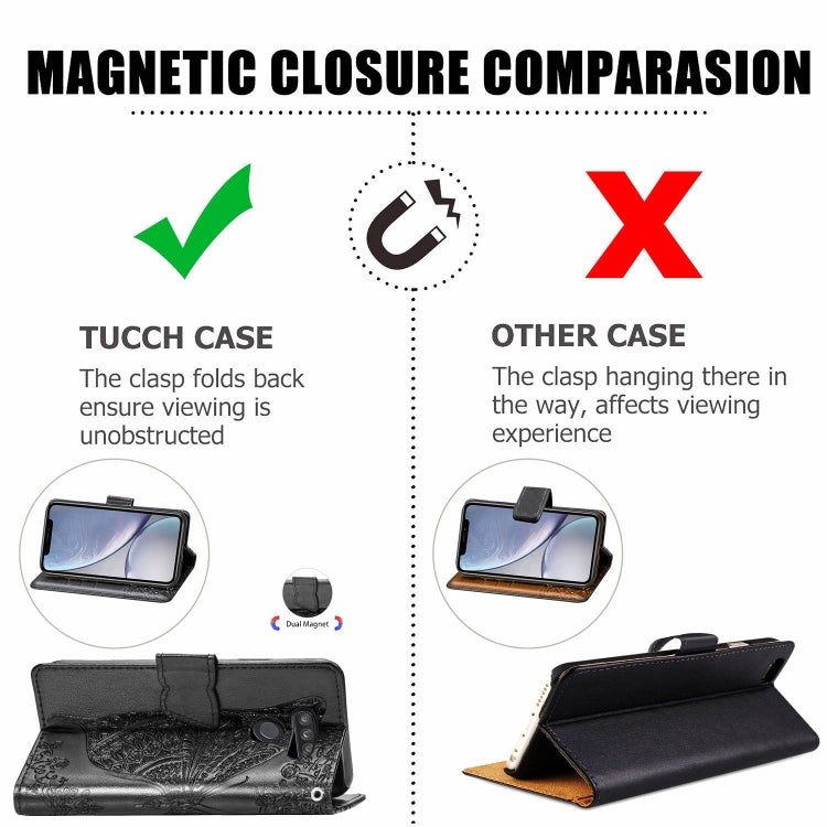 For LG K50S Butterfly Love Flower Embossed Horizontal Flip Leather Case with Bracket / Card Slot / Wallet / Lanyard(Gray)