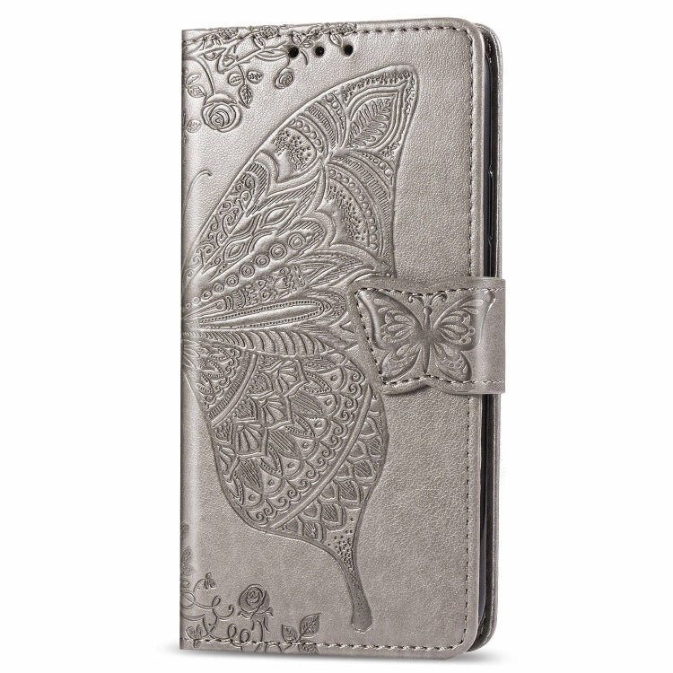For LG K50S Butterfly Love Flower Embossed Horizontal Flip Leather Case with Bracket / Card Slot / Wallet / Lanyard(Gray)
