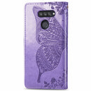 For LG K50S Butterfly Love Flower Embossed Horizontal Flip Leather Case with Bracket / Card Slot / Wallet / Lanyard(Light Purple)