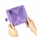 For LG K50S Butterfly Love Flower Embossed Horizontal Flip Leather Case with Bracket / Card Slot / Wallet / Lanyard(Light Purple)