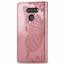 For LG K50S Butterfly Love Flower Embossed Horizontal Flip Leather Case with Bracket / Card Slot / Wallet / Lanyard(Rose gold)