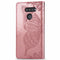 For LG K50S Butterfly Love Flower Embossed Horizontal Flip Leather Case with Bracket / Card Slot / Wallet / Lanyard(Rose gold)