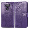For LG K50S Butterfly Love Flower Embossed Horizontal Flip Leather Case with Bracket / Card Slot / Wallet / Lanyard(Dark Purple)
