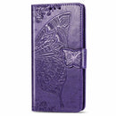 For LG K50S Butterfly Love Flower Embossed Horizontal Flip Leather Case with Bracket / Card Slot / Wallet / Lanyard(Dark Purple)