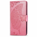 For LG K50S Butterfly Love Flower Embossed Horizontal Flip Leather Case with Bracket / Card Slot / Wallet / Lanyard(Pink)