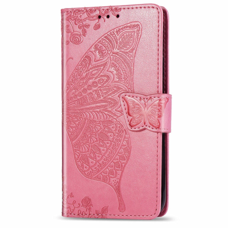 For LG K50S Butterfly Love Flower Embossed Horizontal Flip Leather Case with Bracket / Card Slot / Wallet / Lanyard(Pink)