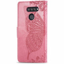 For LG K50S Butterfly Love Flower Embossed Horizontal Flip Leather Case with Bracket / Card Slot / Wallet / Lanyard(Pink)