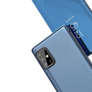 For Galaxy A51 Plated Mirror Horizontal Flip Leather Cover with Stand Mobile Phone Holster(Purple)