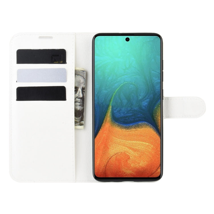 For Galaxy A71 Litchi Texture Horizontal Flip Protective Case with Holder & Card Slots & Wallet(White)