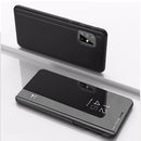 For Galaxy A71 Plated Mirror Horizontal Flip Leather with Stand Mobile Phone Holster(Black)