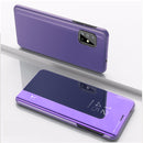 For Galaxy A71 Plated Mirror Horizontal Flip Leather with Stand Mobile Phone Holster(Purple Blue)