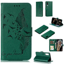 For Galaxy A90 5G Litchi Texture Feather Embossing Horizontal Flip Leather Case with Holder & Card Slots & Wallet & Photo Frame & Lanyard(Green)