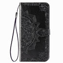 For OPPO Reno2 Z Halfway Mandala Embossing Pattern Horizontal Flip Leather Case , with Holder & Card Slots & Wallet & Photo Frame & Lanyard(Black)