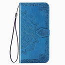 For OPPO Reno2 Z Halfway Mandala Embossing Pattern Horizontal Flip Leather Case , with Holder & Card Slots & Wallet & Photo Frame & Lanyard(Blue)