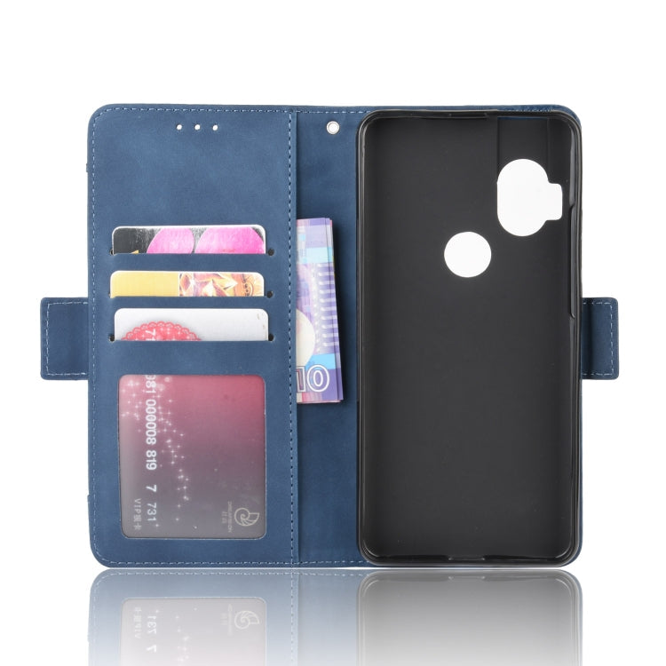 For Motorola One Hyper Wallet Style Skin Feel Calf Pattern Leather Case with Separate Card Slots & Holder & Wallet & Photo Frame(Blue)