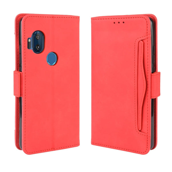 For Motorola One Hyper Wallet Style Skin Feel Calf Pattern Leather Case with Separate Card Slots & Holder & Wallet & Photo Frame(Red)