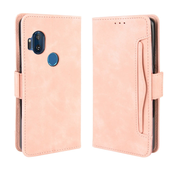 For Motorola One Hyper Wallet Style Skin Feel Calf Pattern Leather Case with Separate Card Slots & Holder & Wallet & Photo Frame(Pink)