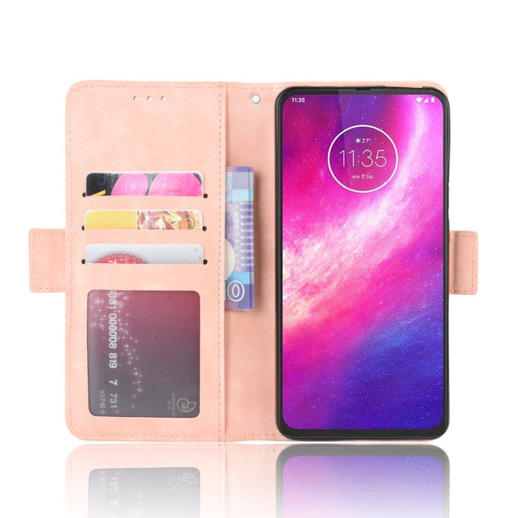 For Motorola One Hyper Wallet Style Skin Feel Calf Pattern Leather Case with Separate Card Slots & Holder & Wallet & Photo Frame(Pink)