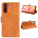 For OPPO A91 Dual-side Magnetic Buckle Horizontal Flip PU Leather Case with Holder & Card Slots & Wallet(Yellow)