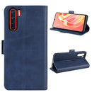 For OPPO A91 Dual-side Magnetic Buckle Horizontal Flip PU Leather Case with Holder & Card Slots & Wallet(Dark Blue)