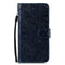 For LG K40S Lace Flower Embossing Pattern Horizontal Flip Leather Case with Holder & Card Slots & Wallet & Photo Frame & Lanyard(Dark Blue)