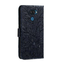 For LG K40S Lace Flower Embossing Pattern Horizontal Flip Leather Case with Holder & Card Slots & Wallet & Photo Frame & Lanyard(Dark Blue)