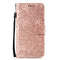 For LG K40S Lace Flower Embossing Pattern Horizontal Flip Leather Case with Holder & Card Slots & Wallet & Photo Frame & Lanyard(Rose Gold)