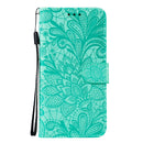 For LG K40S Lace Flower Embossing Pattern Horizontal Flip Leather Case with Holder & Card Slots & Wallet & Photo Frame & Lanyard(Green)