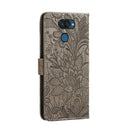 For LG K40S Lace Flower Embossing Pattern Horizontal Flip Leather Case with Holder & Card Slots & Wallet & Photo Frame & Lanyard(Grey)