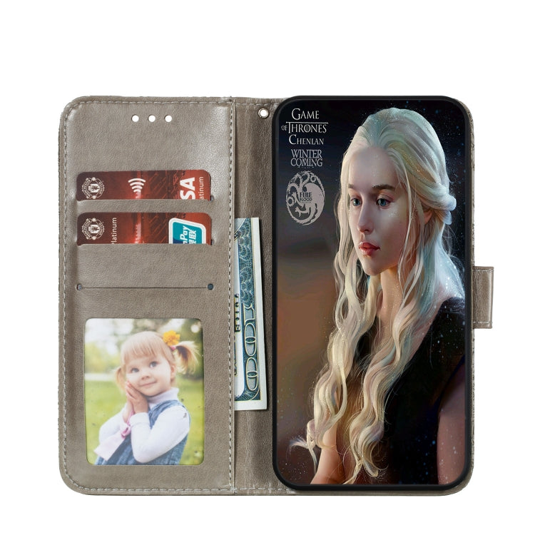 For LG K40S Lace Flower Embossing Pattern Horizontal Flip Leather Case with Holder & Card Slots & Wallet & Photo Frame & Lanyard(Grey)