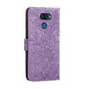 For LG K40S Lace Flower Embossing Pattern Horizontal Flip Leather Case with Holder & Card Slots & Wallet & Photo Frame & Lanyard(Purple)
