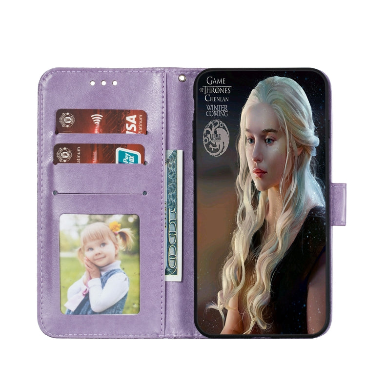 For LG K40S Lace Flower Embossing Pattern Horizontal Flip Leather Case with Holder & Card Slots & Wallet & Photo Frame & Lanyard(Purple)