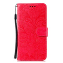 For LG K40S Lace Flower Embossing Pattern Horizontal Flip Leather Case with Holder & Card Slots & Wallet & Photo Frame & Lanyard(Red)