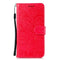 For LG K40S Lace Flower Embossing Pattern Horizontal Flip Leather Case with Holder & Card Slots & Wallet & Photo Frame & Lanyard(Red)