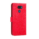 For LG K40S Lace Flower Embossing Pattern Horizontal Flip Leather Case with Holder & Card Slots & Wallet & Photo Frame & Lanyard(Red)