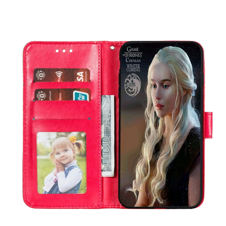 For LG K40S Lace Flower Embossing Pattern Horizontal Flip Leather Case with Holder & Card Slots & Wallet & Photo Frame & Lanyard(Red)
