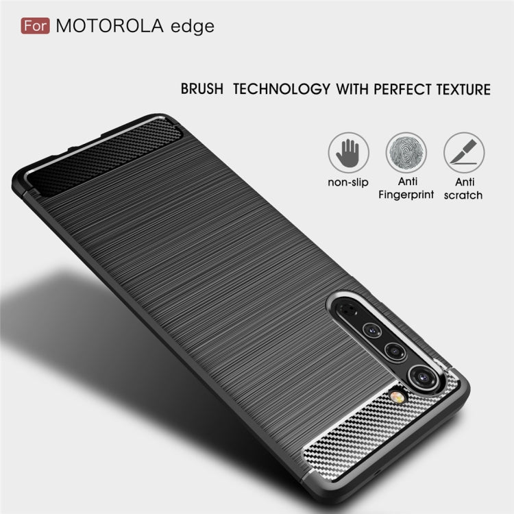 For Motorola Moto Edge Brushed Texture Carbon Fiber TPU Case(Black)